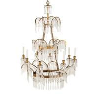 A Swedish Neoclassical Gilt Bronze and Cut-Glass Eight-Light Chandelier