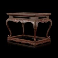 A Japanese Mother-of-Pearl Inlaid Dark Brown Lacquer Rectangular Stand, Edo Period