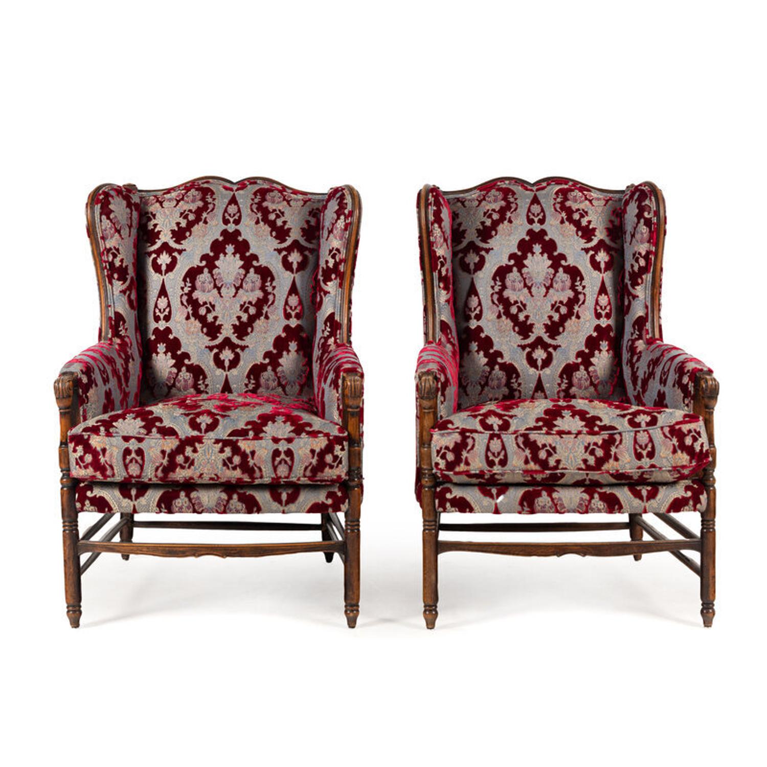 A Pair of French Walnut Bergères