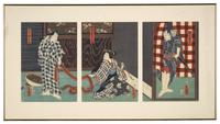 Kunisada (Toyokuni III, Japanese 1786-1864) Two Framed Kabuki Triptychs