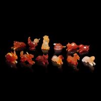 A Set of 12 Chinese Carved Agate Zodiac Figures, 20th Century 近代 瑪瑙雕生肖把件一組十二件