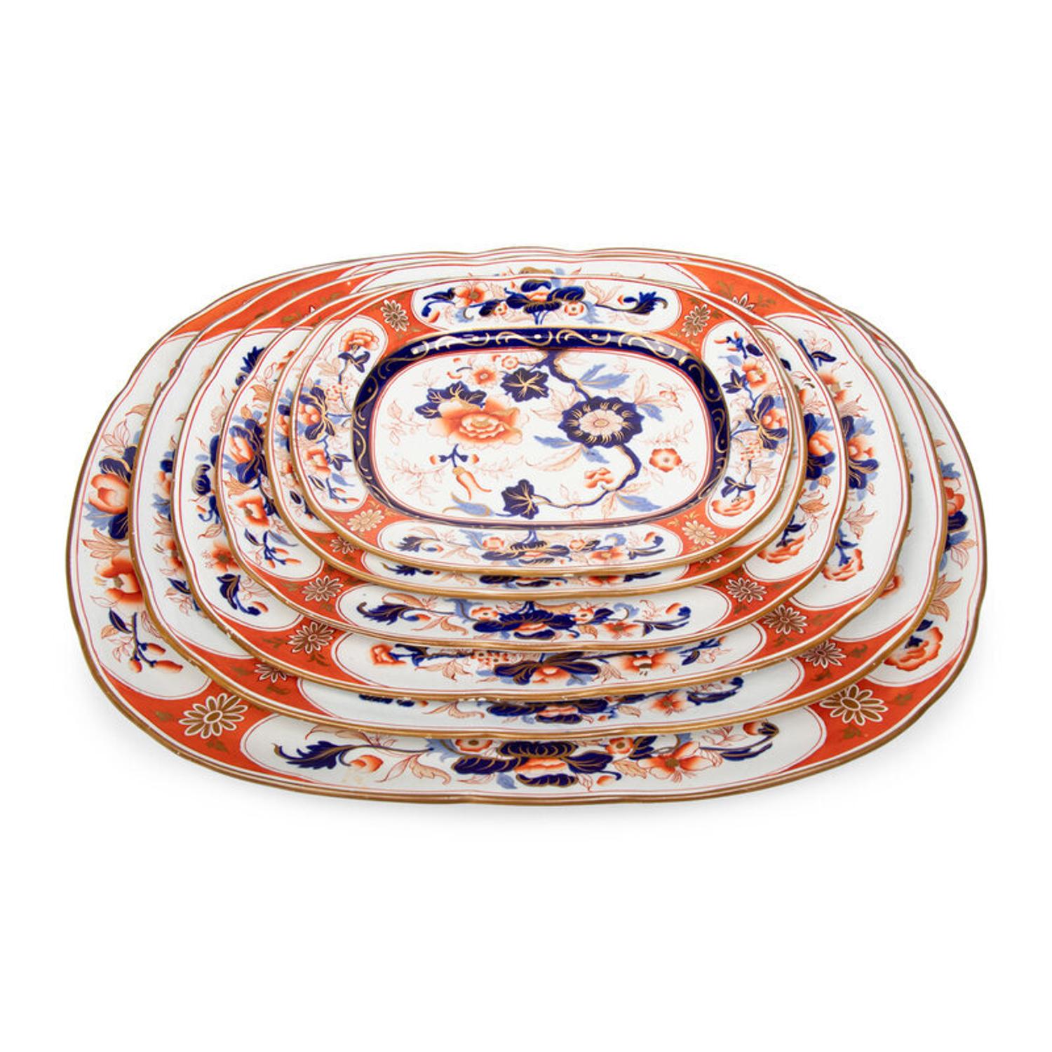 A Set of Eleven English Imari Palette Ironstone Platters
