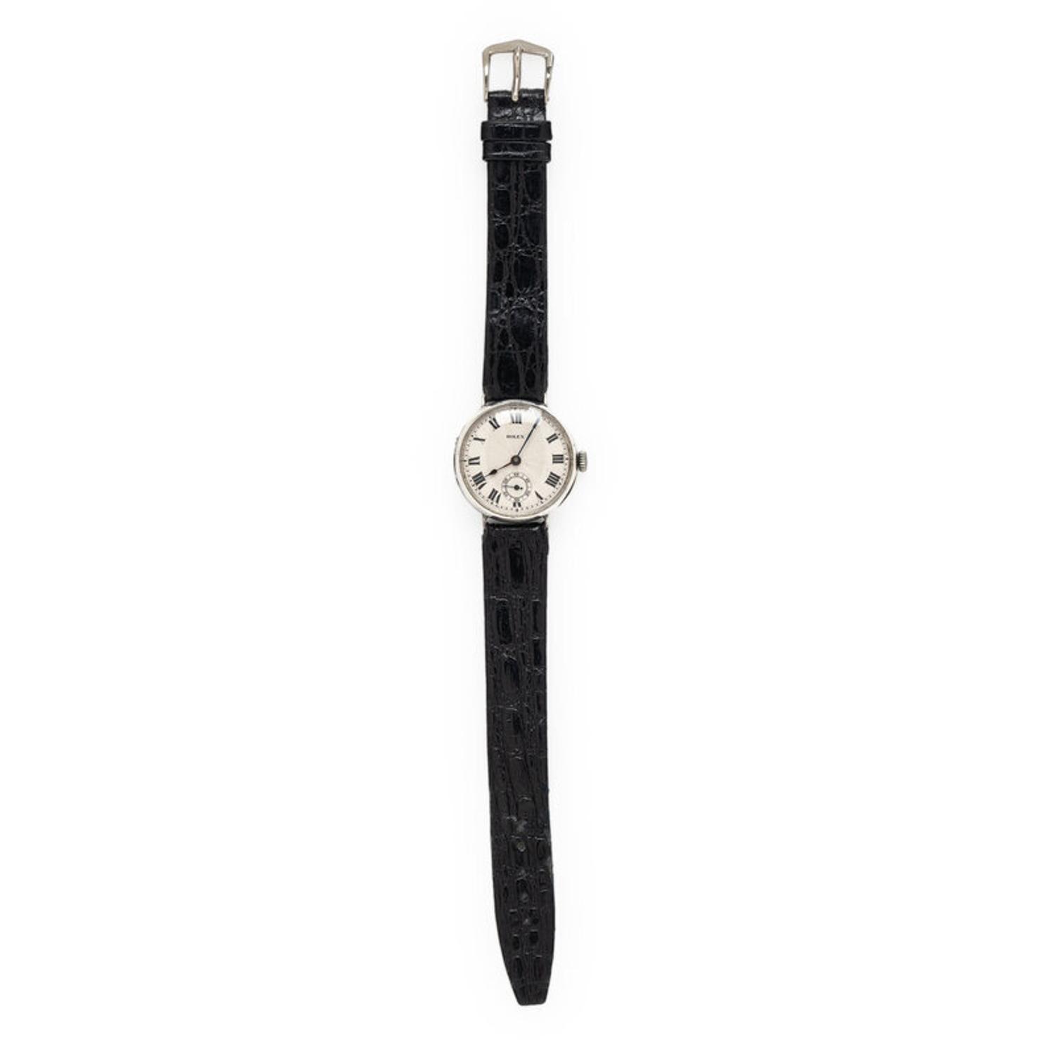 Rolex, Sterling Silver WWII 'Trench' Watch, with Hinged Officer's Case Back