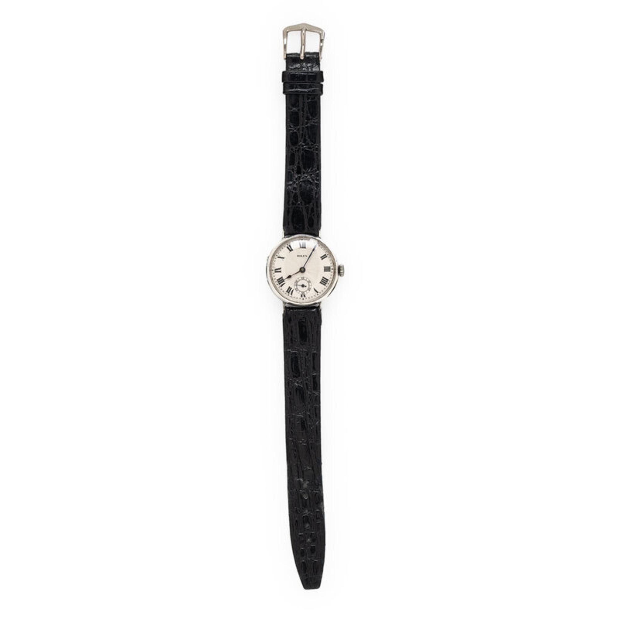 Rolex, Sterling Silver WWII 'Trench' Watch, with Hinged Officer's Case Back