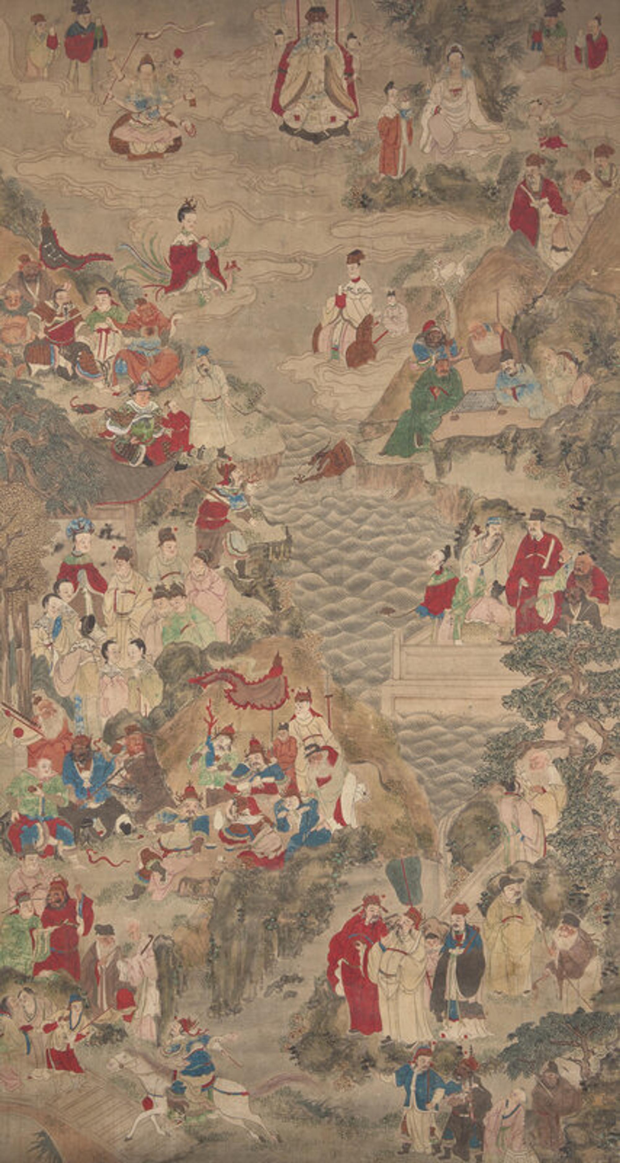 A Chinese 'Immortals' Painting, 19th Century 清 紙本設色神仙像