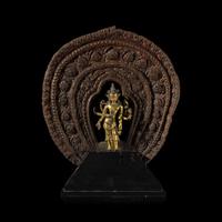 A Nepalese Gilt Bronnze Standing Figure of Avalokiteshvara, 14th/15th Century 十四/十五世紀 尼泊爾銅鎏金菩薩立像