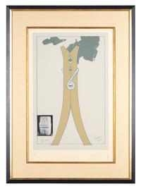 Claes Oldenburg (American, 1929-2022) — Proposal for a Colossal Structure in the Form of a Clothespin-Compared to Brancusi's Kiss, 1972