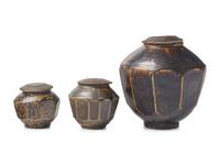 Three Korean Provincial Glazed Covered Jars 高麗醬釉罐三件