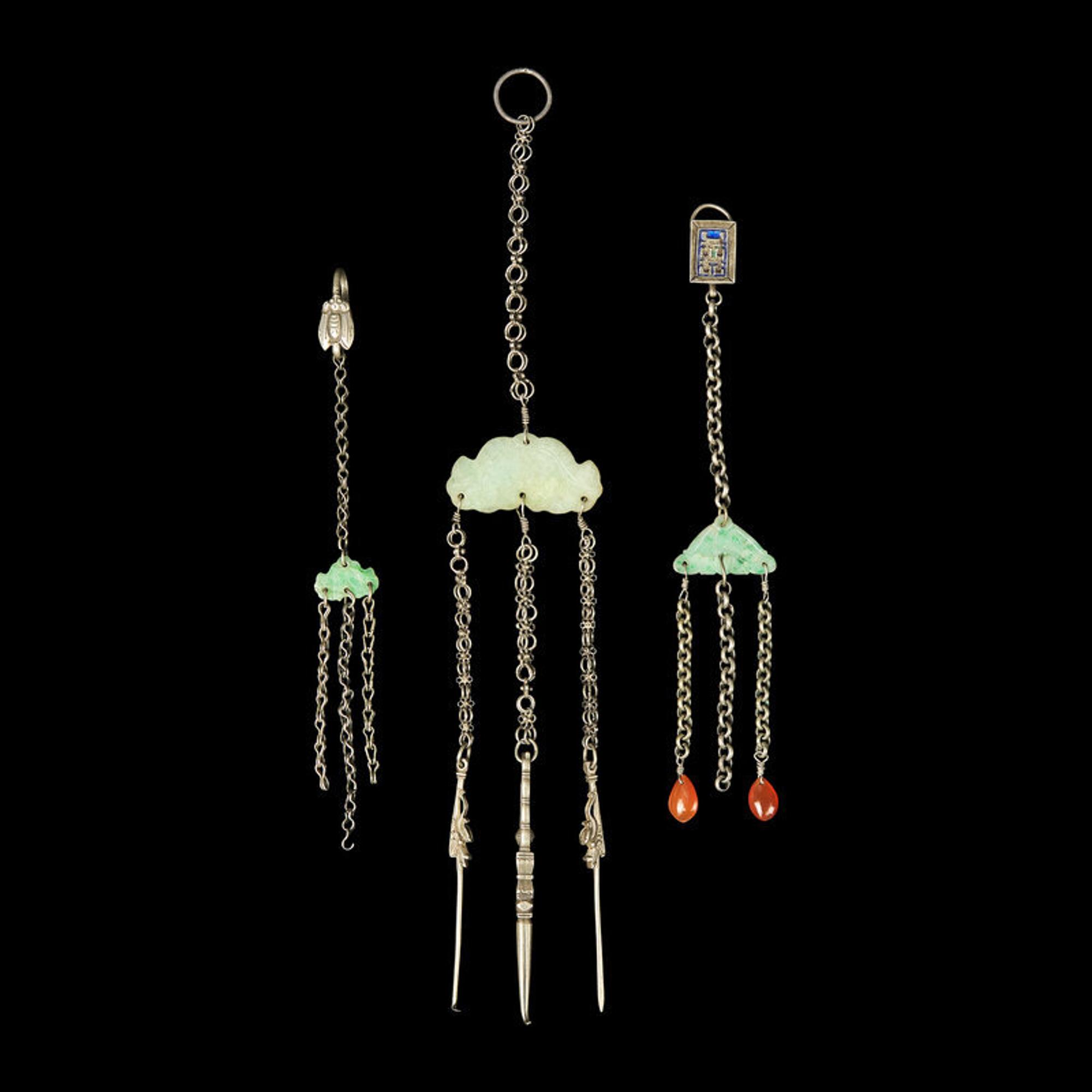 A Large Group of 31 Chinese Silver Tools, Qing Dynasty and Earlier 清及更早 銀事件兒一組