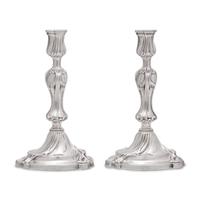 A Pair of Christofle Silver-Plate Candlesticks
