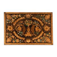 A Part-Ebonized Fruitwood Marquetry Console Table