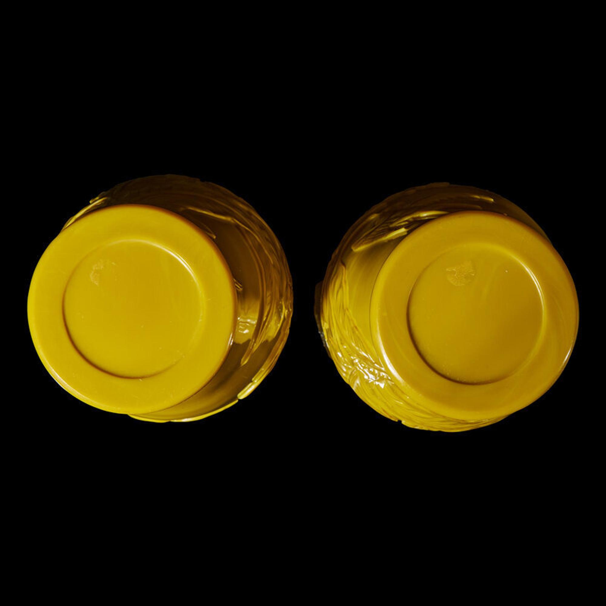 A Pair of Chinese Yellow "Peking" Glass Vases 黃料梅花紋賞瓶一對