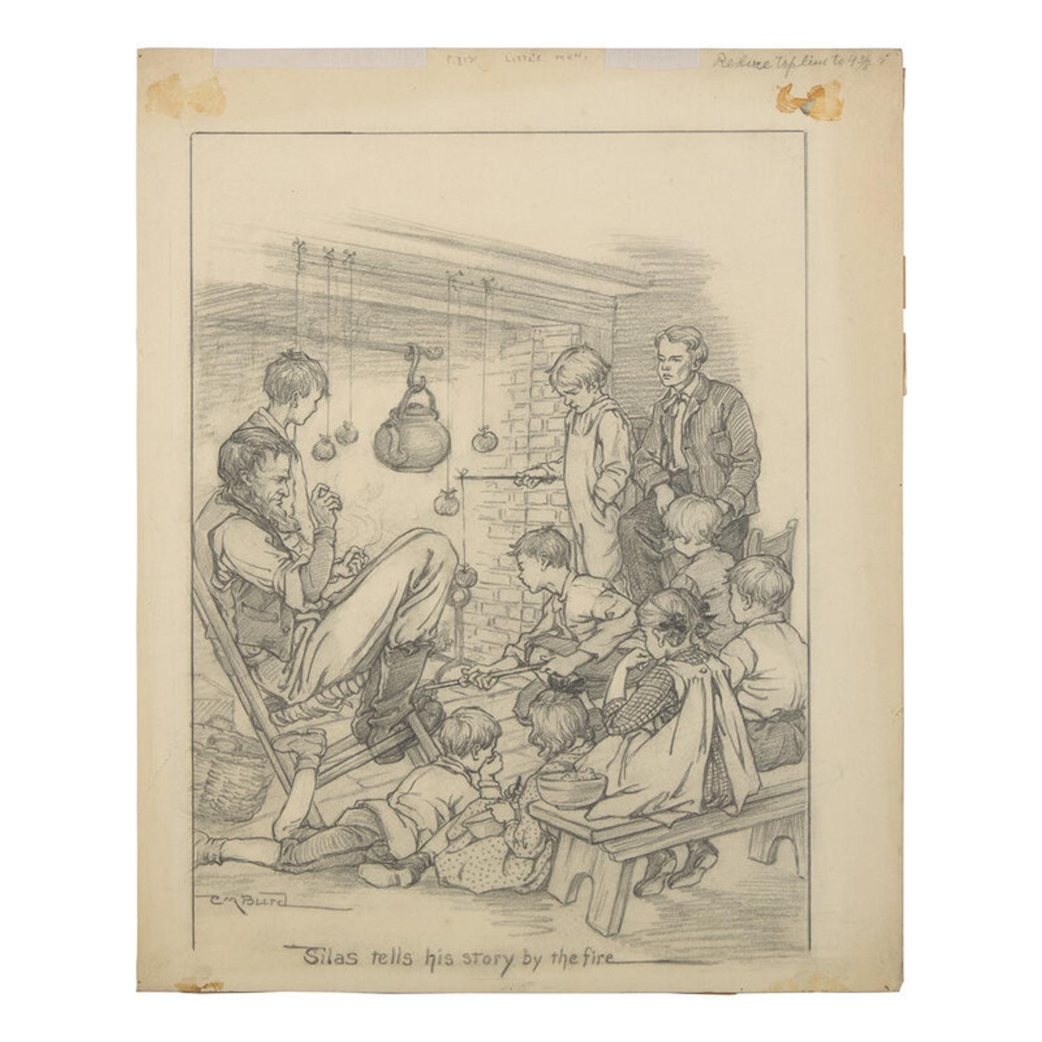 Clara Miller Burd (American, 1873-1933) — Little Men, Silas Tells His Story by the Fire, 1928 ; Together with Four Other Works (Five Works Total)