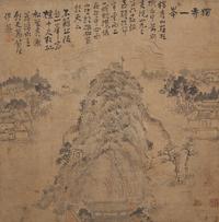Yi Kong (Korean, Circa Mid 19th Century) 十九世纪朝鲜王朝纸本水墨山水册页六开