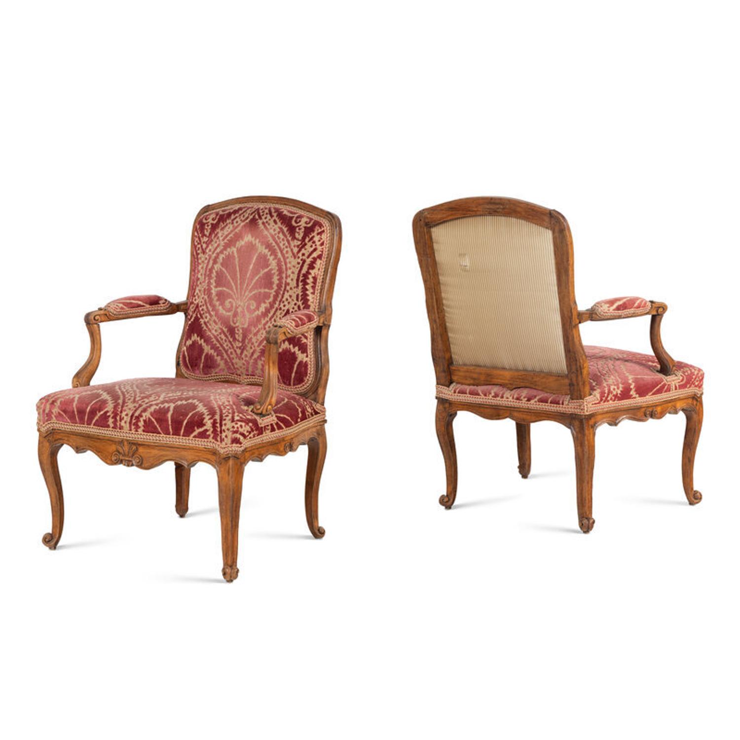 A Set of Three Louis XV Beechwood Fauteuils