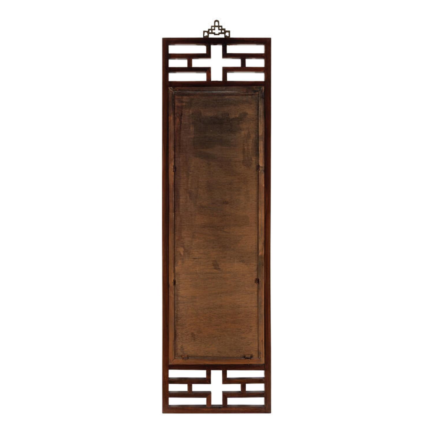 A Set of Four Chinese Famille Rose Porcelain Inset Hardwood-Framed Hanging Screens, 20th Century 近代 硬木嵌粉彩山水圖瓷板挂屏一組四件