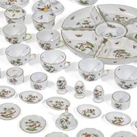 An Extensive Herend Rothschild Bird Porcelain Dinner Service