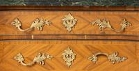 A Pair of Régence Style Gilt Bronze Mounted Tulipwood Marble-Top Commodes