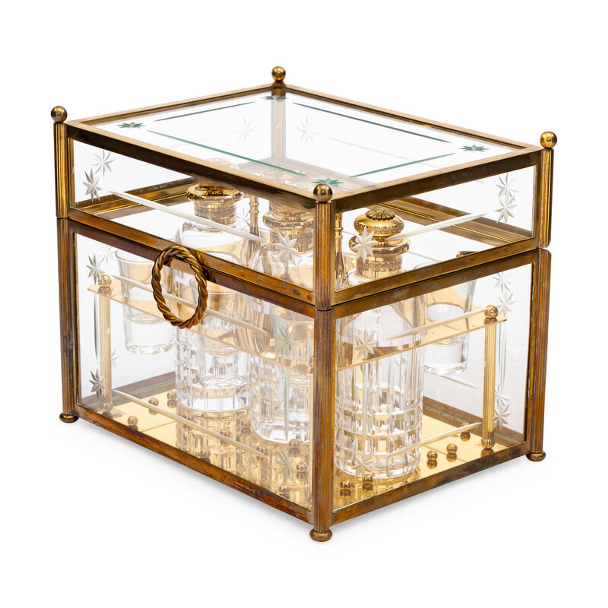 A French Gilt Bronze and Glass Cave à Liqueur