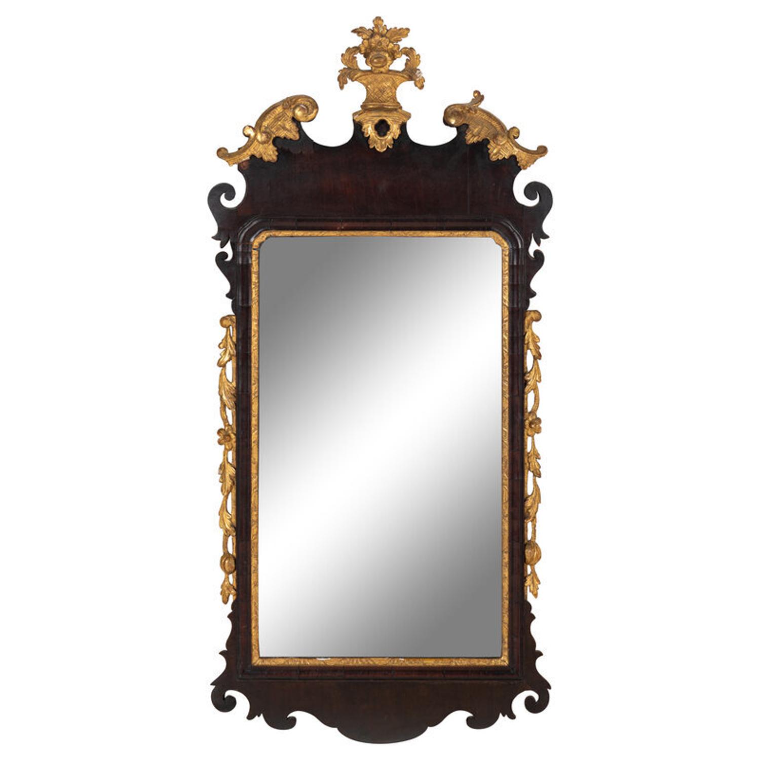 A George III Mahogany and Parcel Gilt Mirror