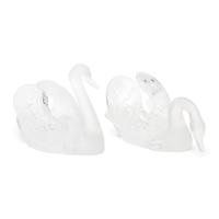 A Pair of Lalique Miroir Cygnes Sculptures