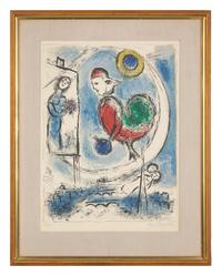 Marc Chagall (Belarusian/French, 1887-1985) — Le Coq sur Paris, 1958