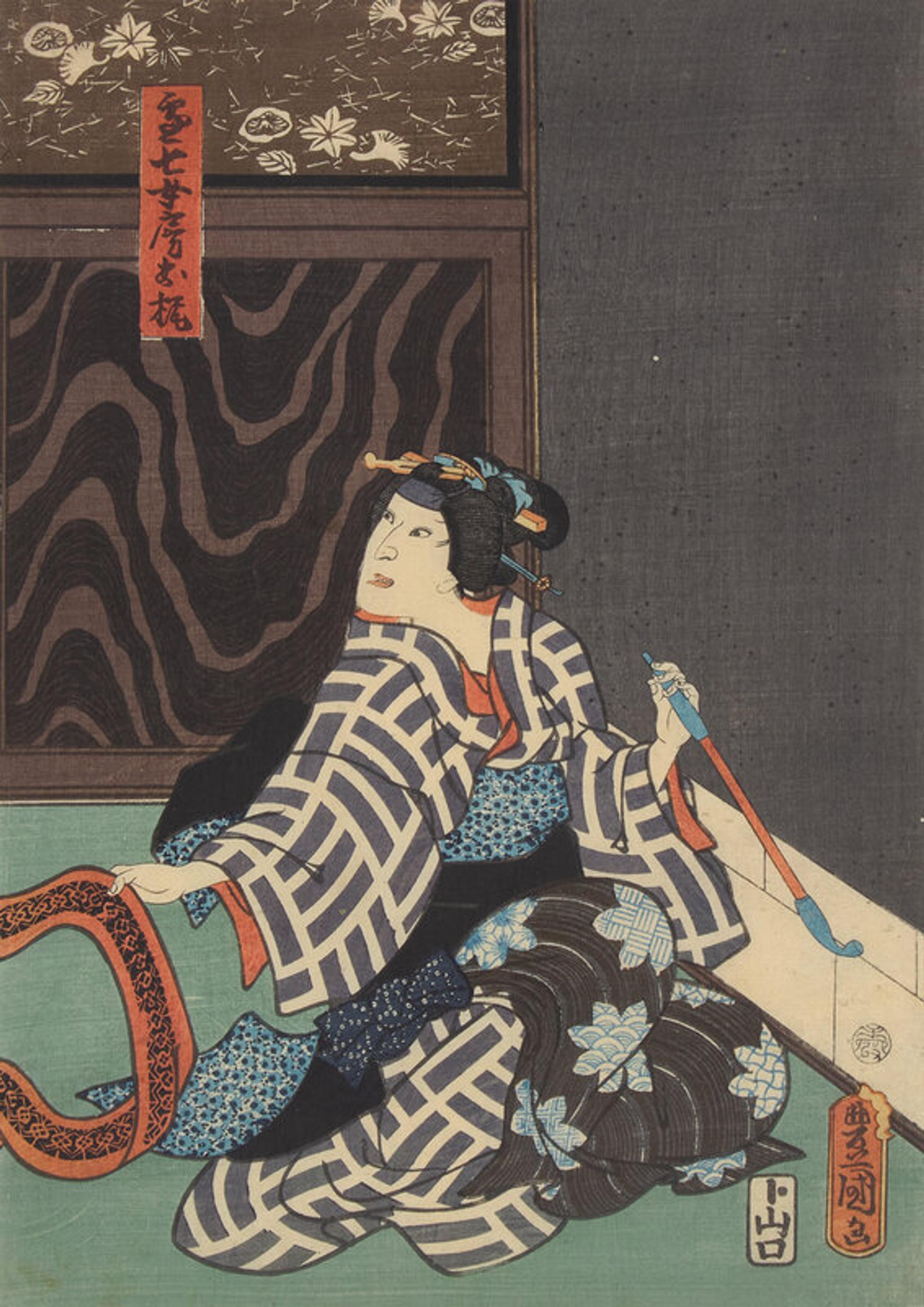 Kunisada (Toyokuni III, Japanese 1786-1864) Two Framed Kabuki Triptychs