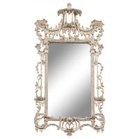 A Pair of Chinese Chippendale Style White-Painted Pier Mirrors