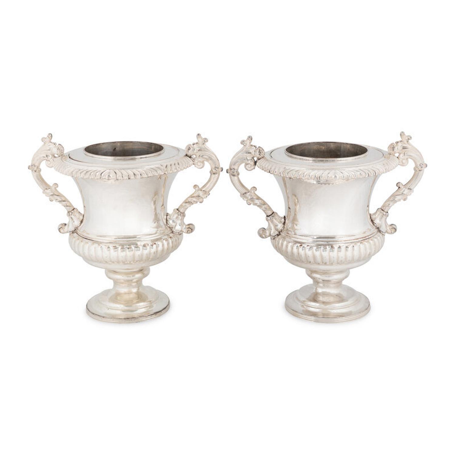 A Pair of English Silver-Plate Wine Coolers