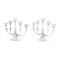 A Pair of Georg Jensen Silver Five-Light Candelabra