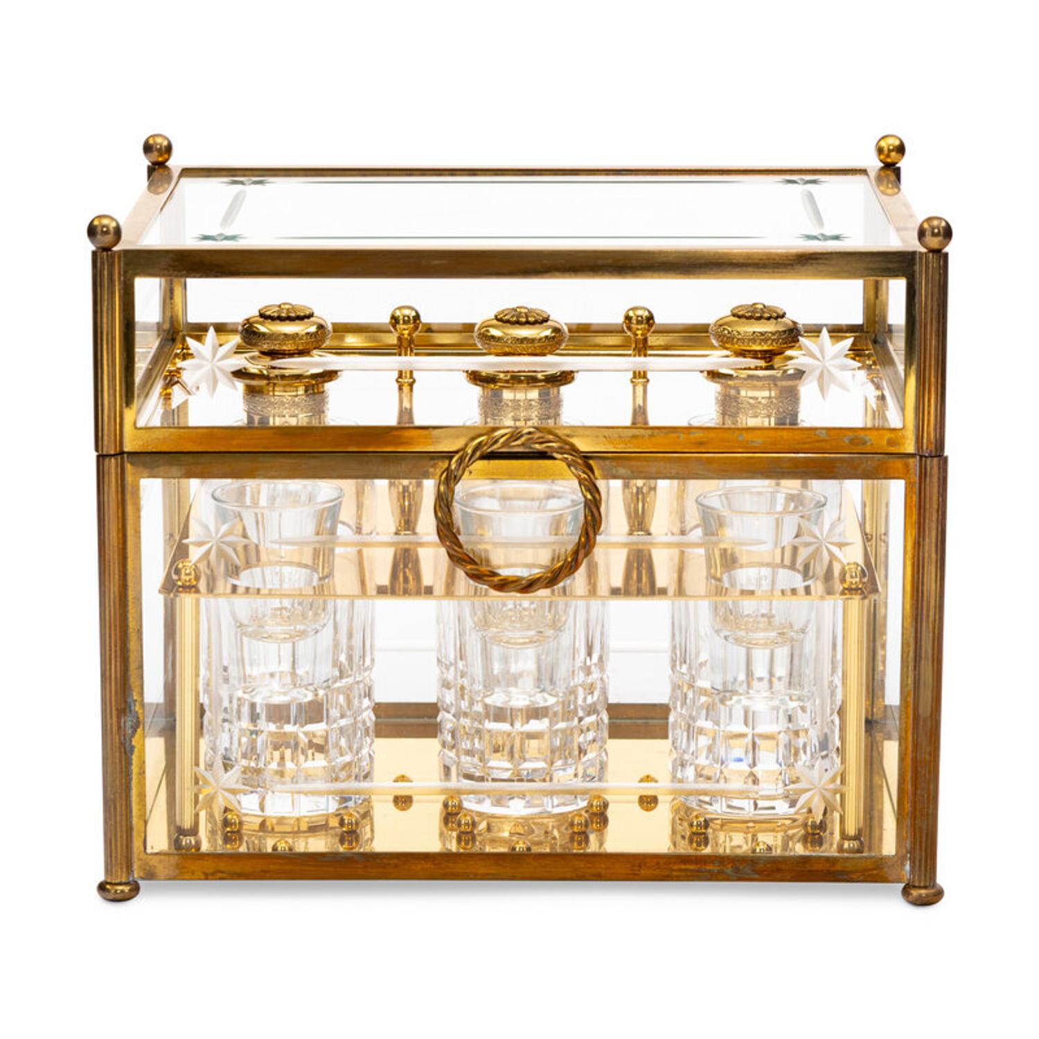 A French Gilt Bronze and Glass Cave à Liqueur
