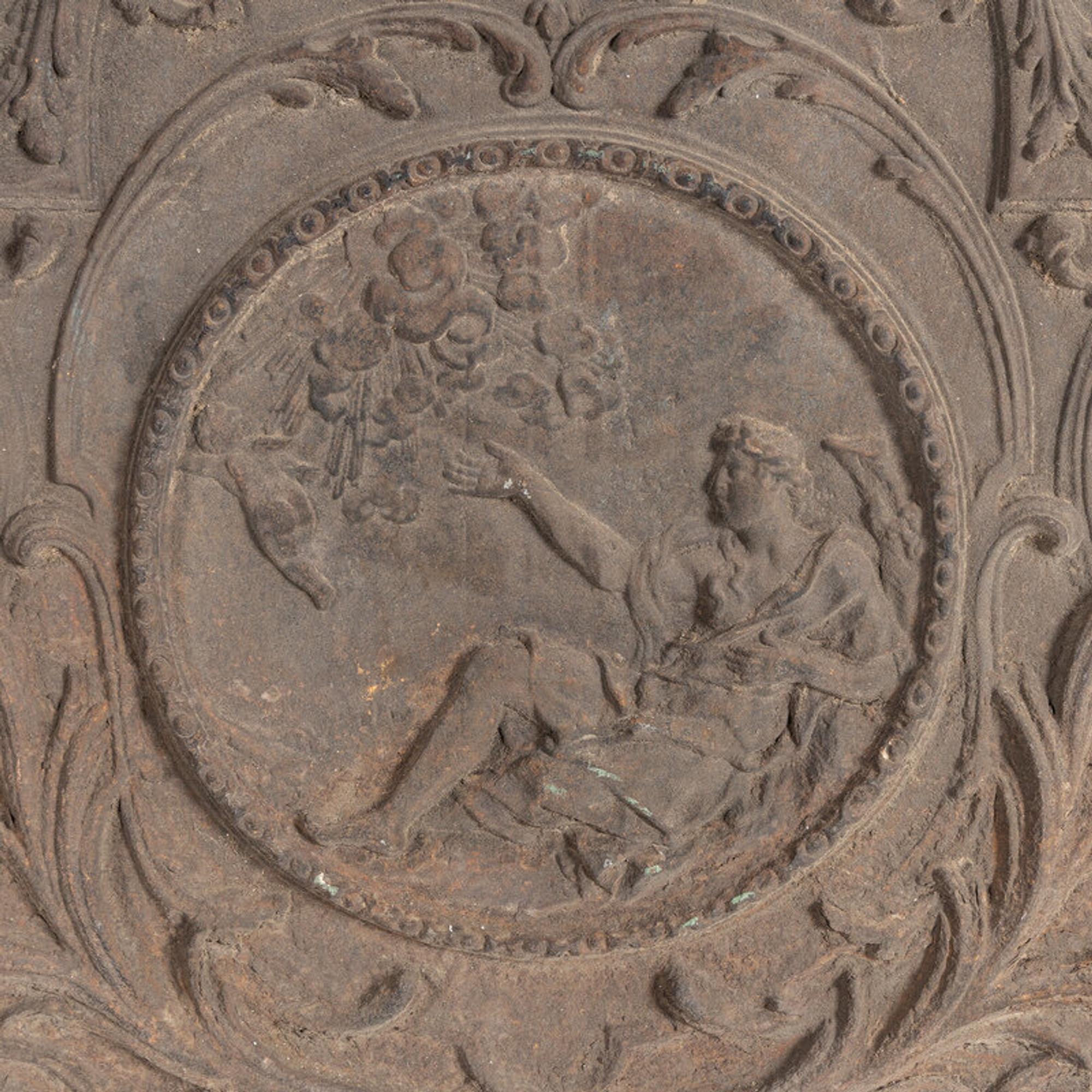 A French Cast Iron Fireback Panel
