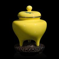 A Japanese Yellow Ground Cloisonné Covered Censer, 20th Century