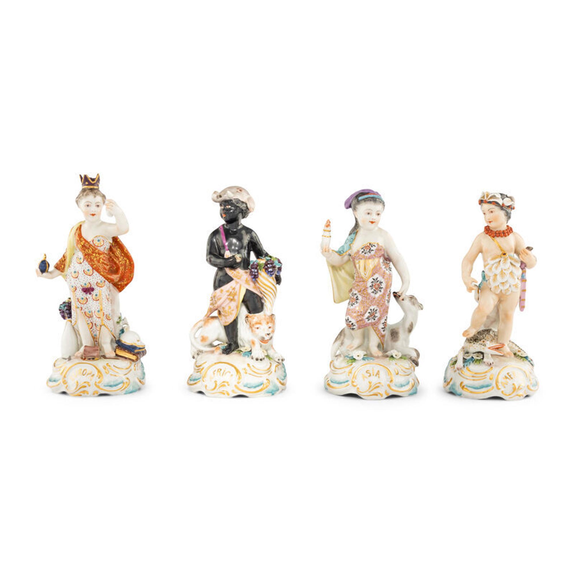 A Set of Four Chelsea Porcelain Figures Allegorical of the Continents