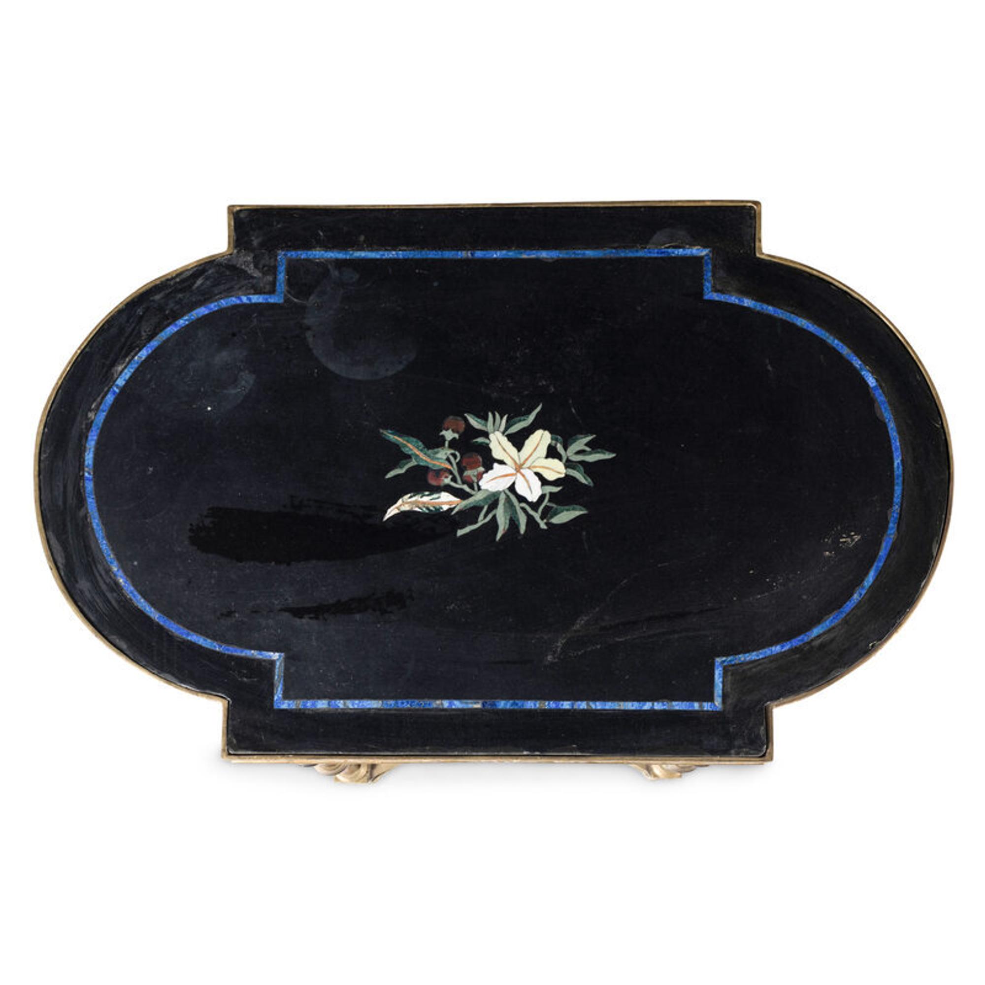 A Pair of Neoclassical Style Gilt Bronze and Pietra Dura Occasional Tables