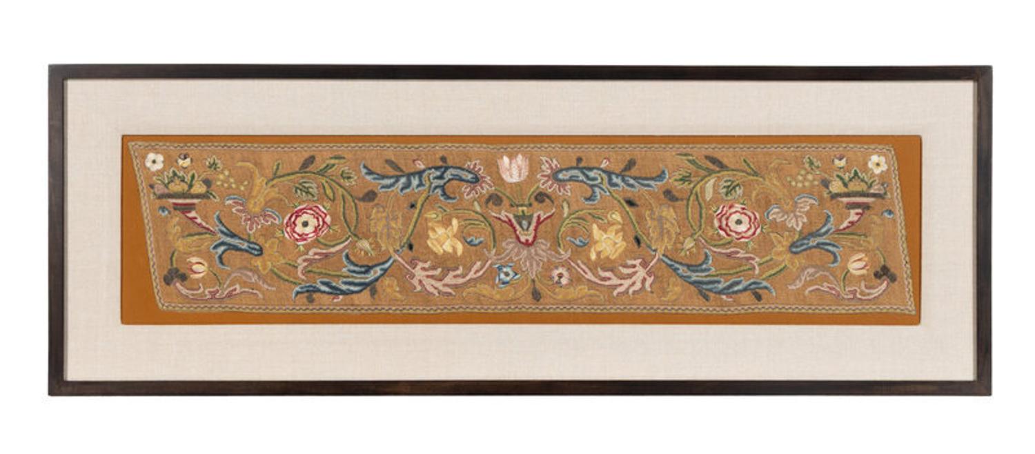 A Pair of Italian Silk Petit Point and Embroidery Panels