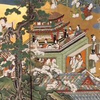 A Japanese Six-Panel Folding Screen, 20th Century 近代 日本金箔彩繪六扇屏