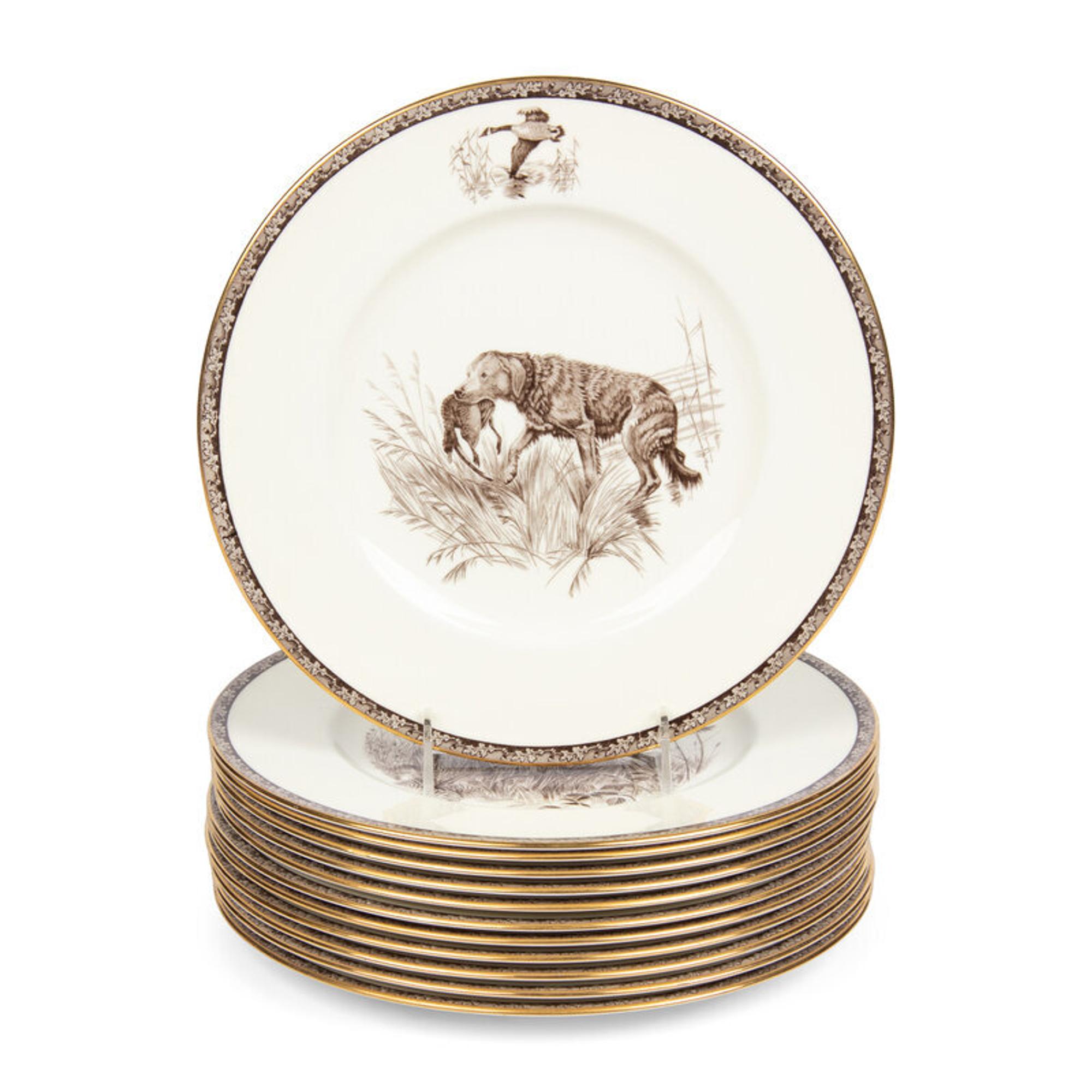 A Set of Twelve Wedgwood The American Sporting Dog Porcelain Plates