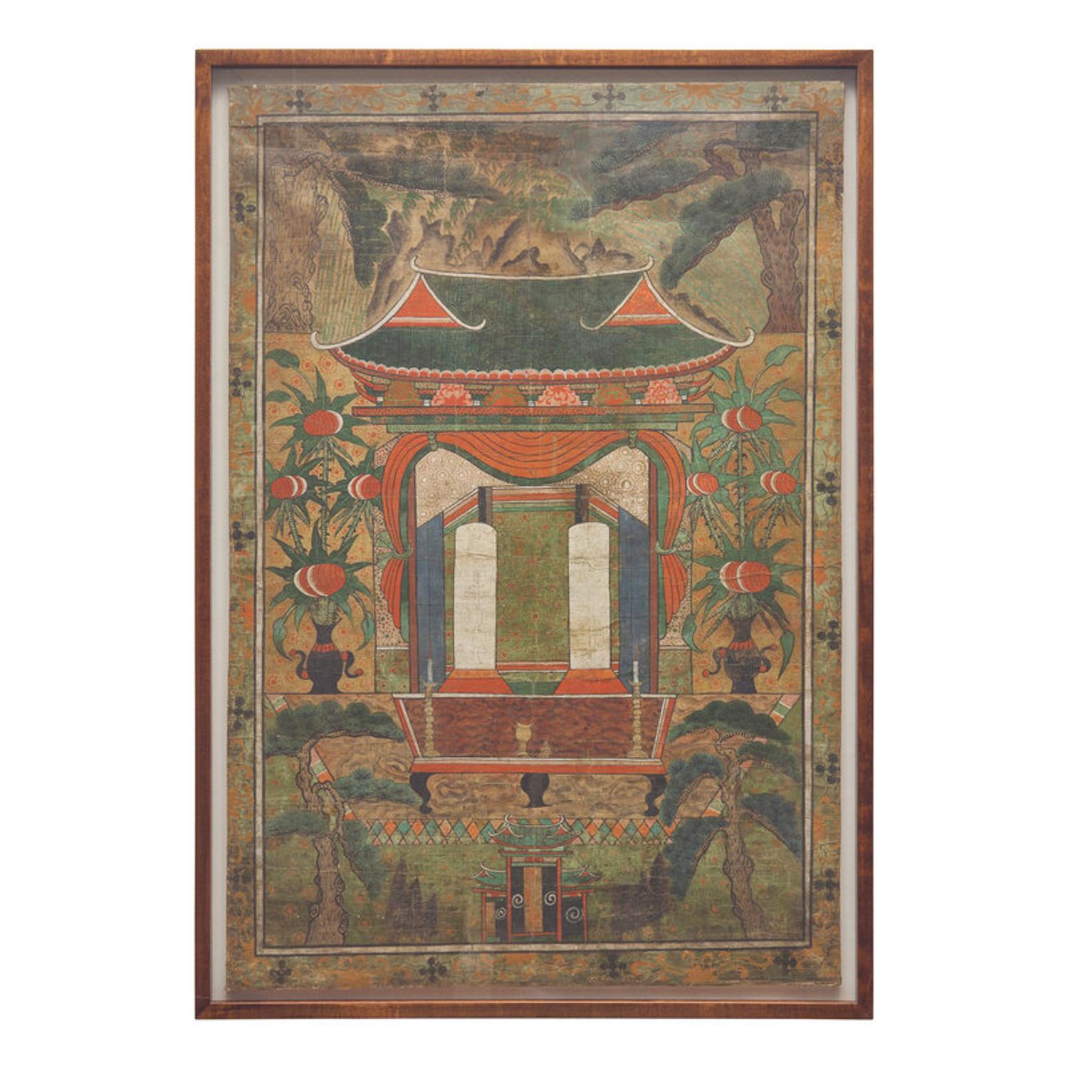 A Korean K am Mo Yo Je Do (Spirit House Shrine) Painting, Late Joseon Period, 19th Century 十九世紀 朝鮮《感慕如在圖》