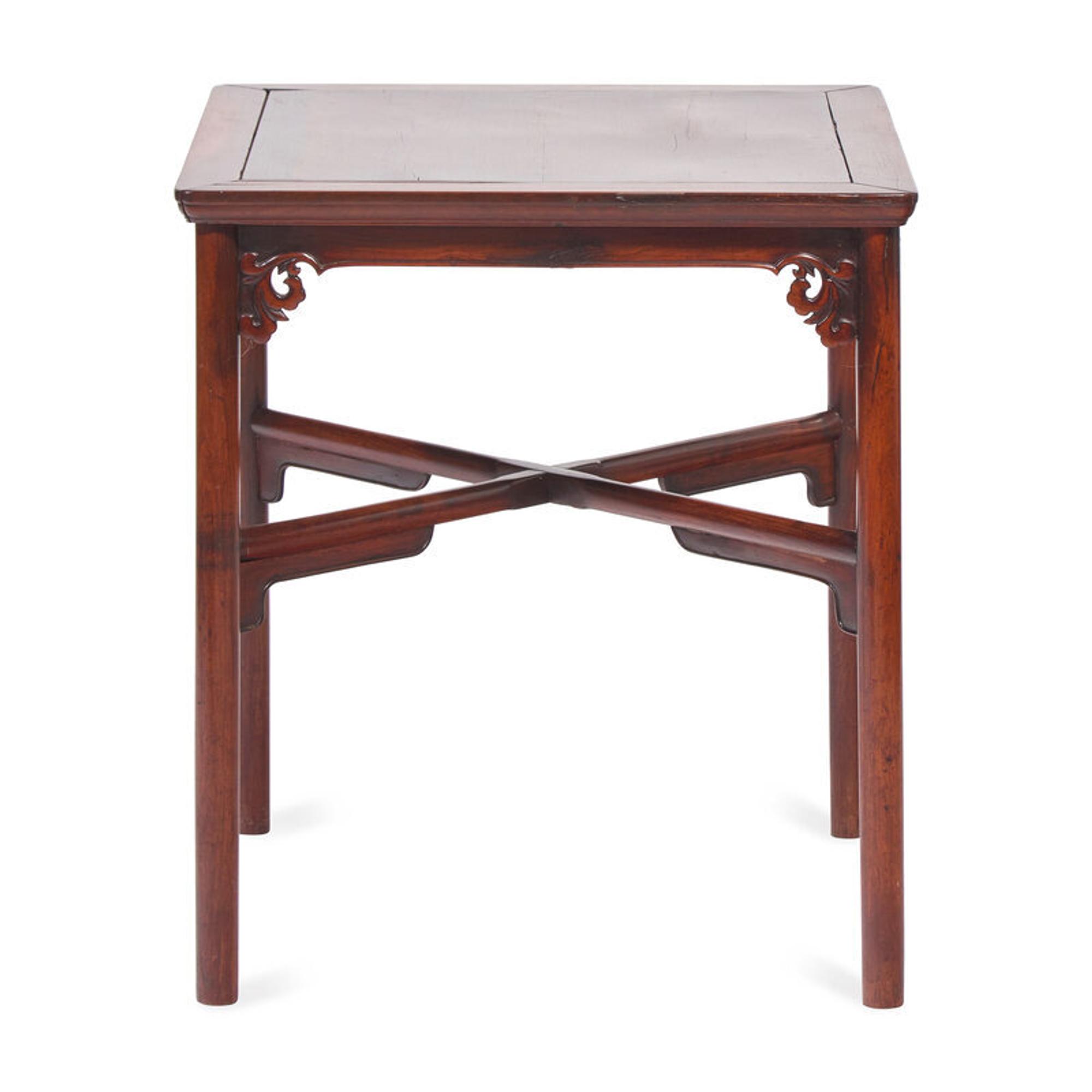A Chinese Huanghuali and Mixed Hardwood Square Table, 18th/19th Century 清中期 紅木鑲黃花梨十字枨方桌