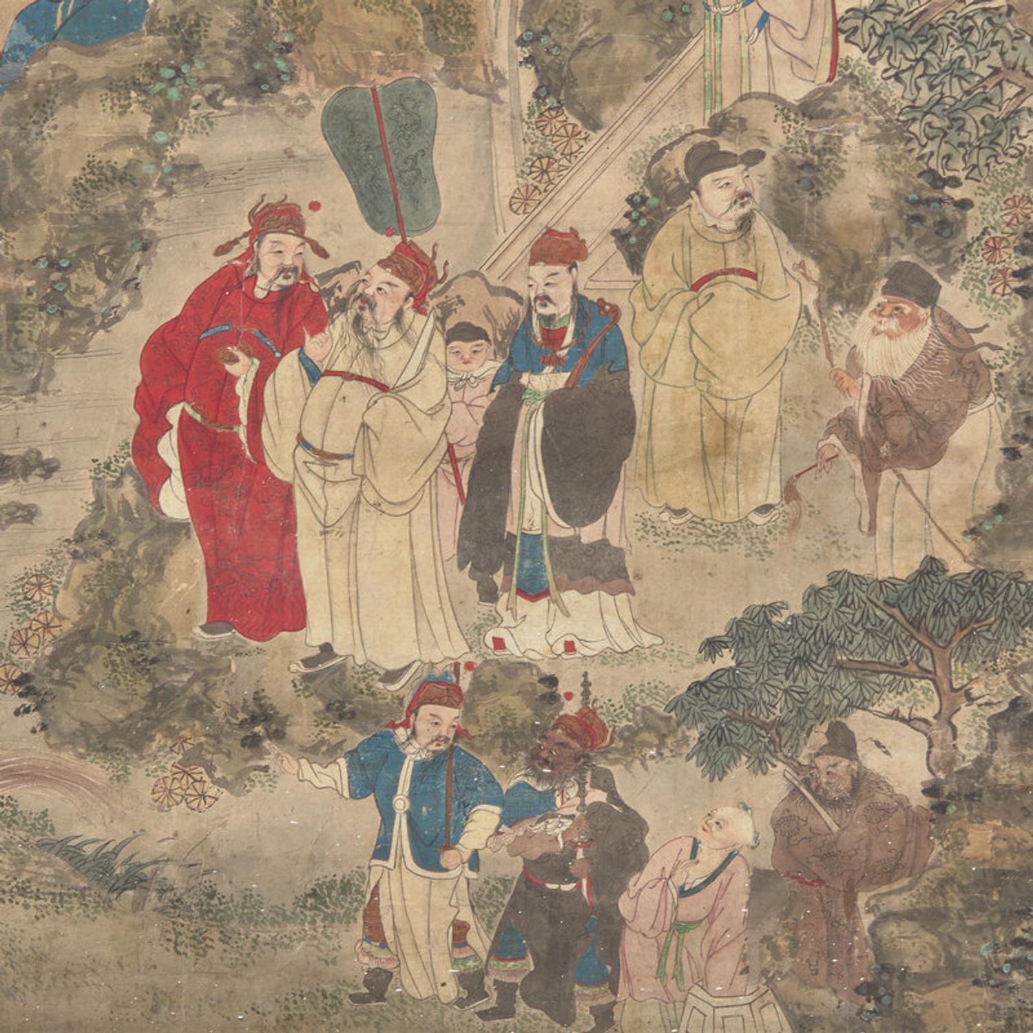 A Chinese 'Immortals' Painting, 19th Century 清 紙本設色神仙像