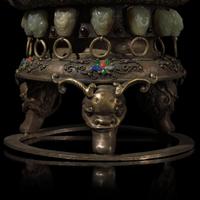A Mongolian Jade Inset Silver Incense Burner 蒙古式銀 嵌玉 香爐