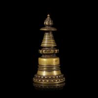 A Tibetan Bronze Model of a Stupa, 12th-14th Century 十二-十四世紀 銅舍利塔