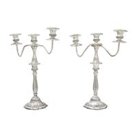 A Pair of Italian Silver-Plate Three-Light Candelabra