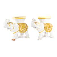 A Pair of Italian Glazed Terracotta Elephant-Form Garden Seats