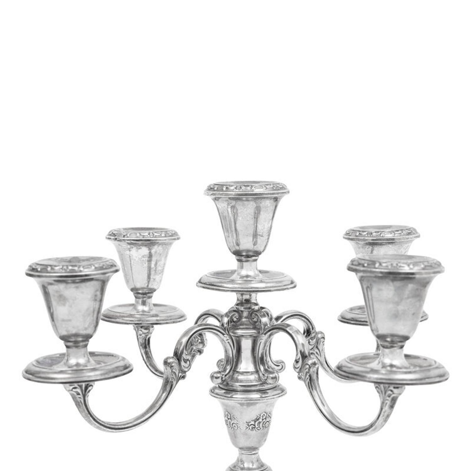 A Pair of American Silver Five-Light Candelabra