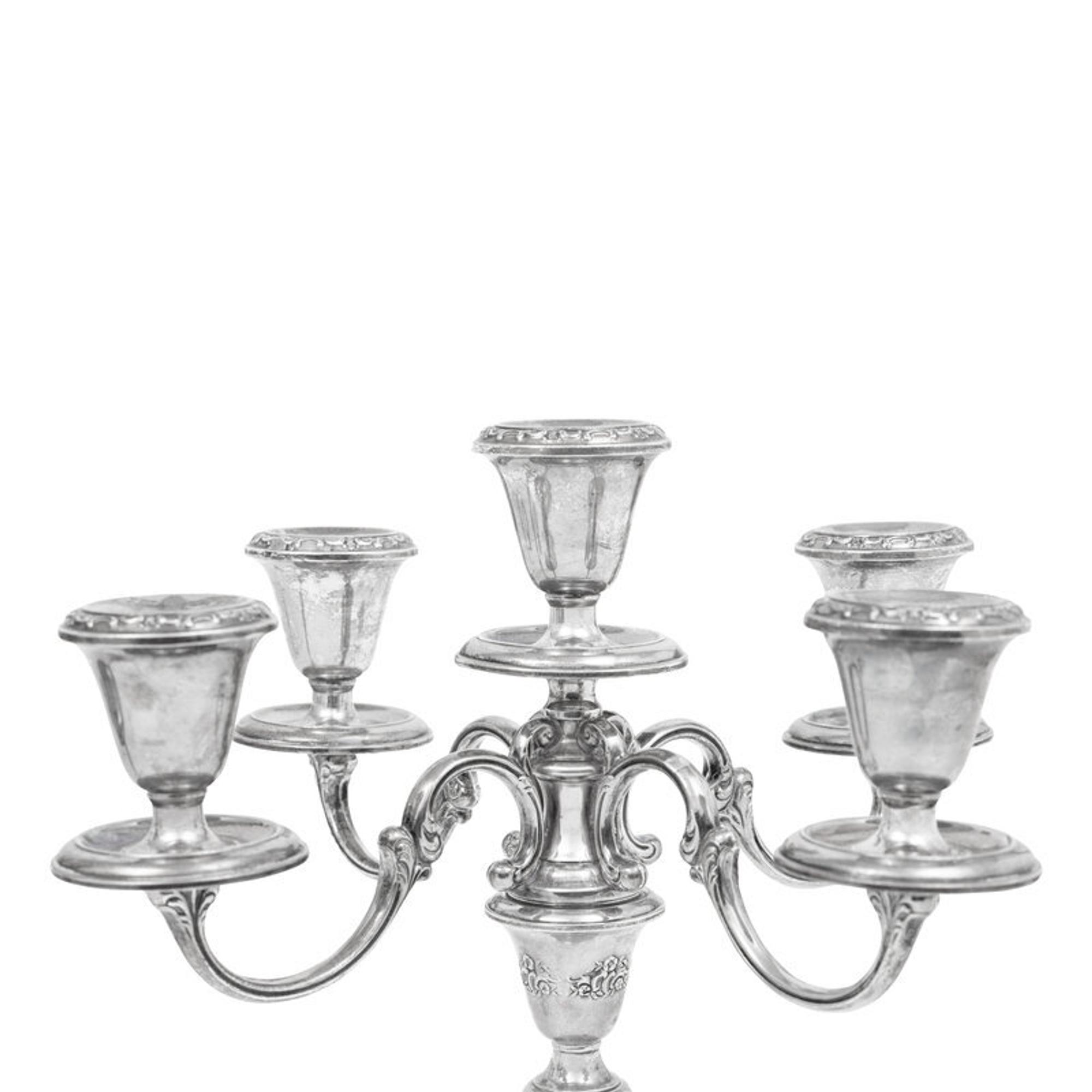 A Pair of American Silver Five-Light Candelabra