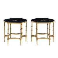 A Pair of Neoclassical Style Gilt Bronze and Pietra Dura Occasional Tables