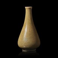 A Small Chinese Longquan Pear-Shaped Small Vase, Southern Song Dynasty 南宋 米黃釉龍泉窯玉壺春瓶