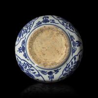 A Chinese Blue and White Jar, Probably Ming Dynasty, 16th/17th Century 或明 青花花卉紋罐